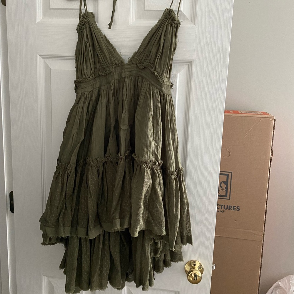Free People 100 degrees Mini Dress Small Dark Green